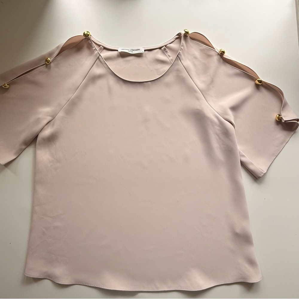 Amanda Uprichard beige cold-shoulder top - Picture 6 of 10